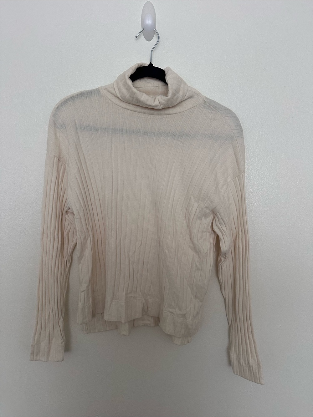 Madewell Classic Cream Ribbed Turtleneck Sweater